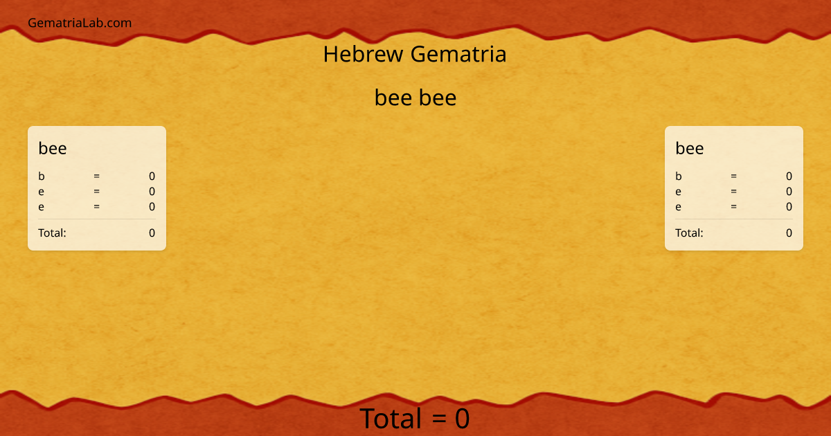 bee bee in hebrew Gematria